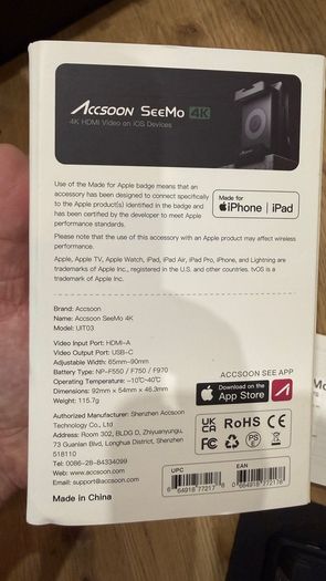 Accsoon - SeeMo Pro 4K for iOS - MFI Certified Video Capture Adapter HDMI to USB-C/Lightning