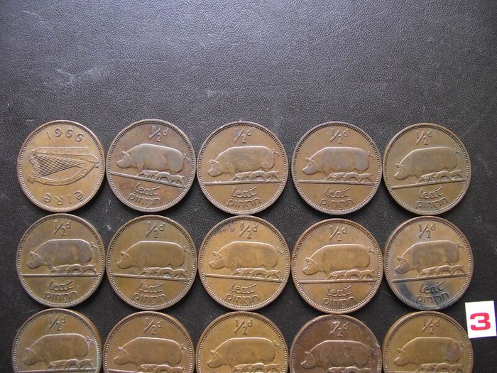 20 Irish half pennies (1953-1967)