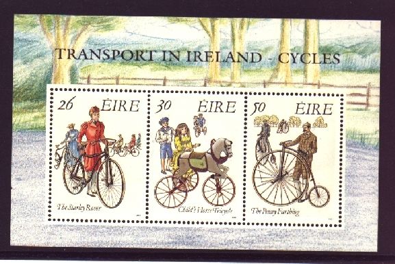 1991 Ireland Early Bicycles Commemorative Stamps Miniature Sheet Mint Never Hinged (MNH)