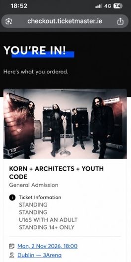 Korn Tour Standing 2026