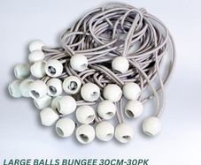 Large white bungee ball ties,30cm ( 30 pk )