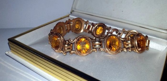 Vintage K&L 14ct Gold & Amber Bracelet