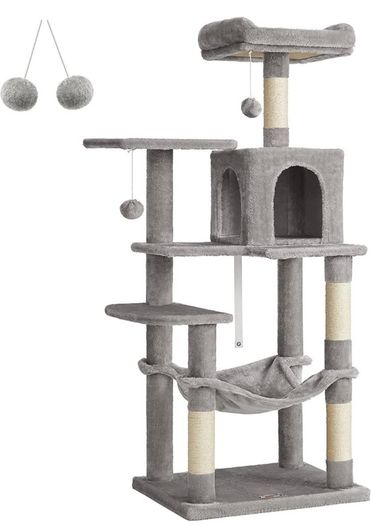 Cat Tree, Cat Condo with Hammock, 143 cm, Light Grey (FREE POSTAGE)