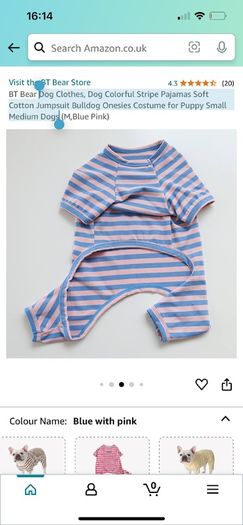 Dog Clothes, Dog Colorful Stripe Pajamas Soft Cotton Jumpsuit Bulldog Onesies Costume for Puppy Small Medium Dogs