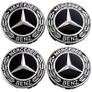 4x Mercedes Benz New Black Alloy Wheel Centre Caps 75mm Hub Badges Emblem Set Image 3
