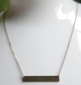 Vintage Sterling Silver 925 Engraved Personalized Bar Necklace