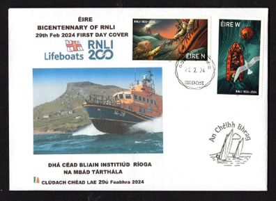 2024 Ireland Bicentenary Royal National Lifeboat Institution (RNLI) Commemorative Stamps PaddyAchill First Day Cover (FDC)