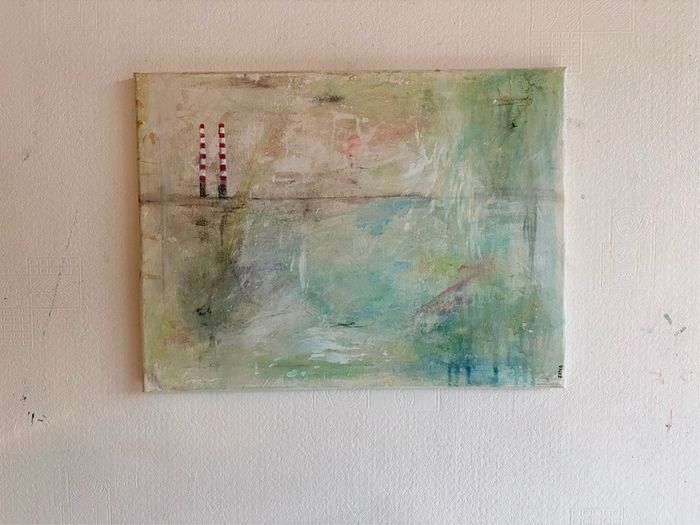 Original Irish art Poolbeg Chimneys Framed