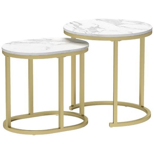 Marble-Effect Nesting Tables Set