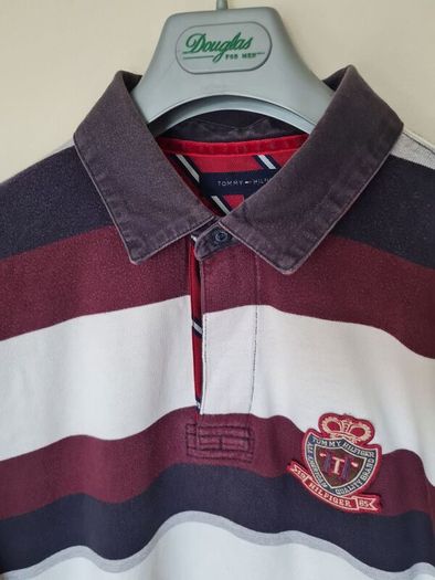 Tommy hilfiger rugby polo Size large Pit to pit 22" stripe cotton number 5 in excellent condition