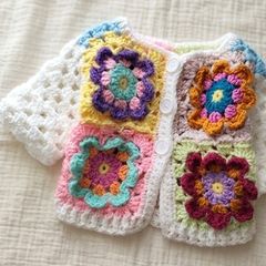Handmade granny square baby cardigan