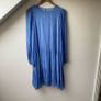 Second Female Blue Boho Tiered Smock Dress Long Sleeve Minimalist Image 2