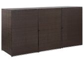 Triple Wheelie Bin Shed Brown 229x78x120 cm Poly Rattan
