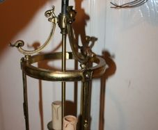 Antique Louis XVI Style Gilt Brass Lantern H-18"
