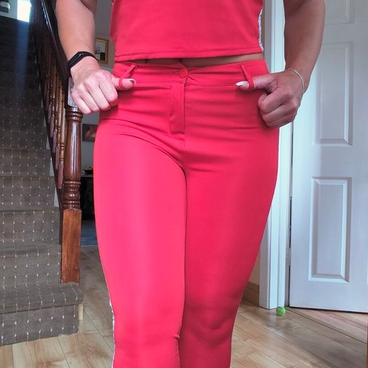 Red trousers and top set
