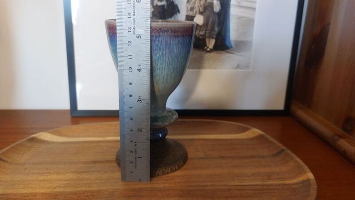 Wonderful Single Studio Art Pottery Goblet by Martin Branch Lyre Pottery, Cloncorban, Rossmore, Clonakilty, West Cork in a Fabulous Colourful Variegated Glaze. # One