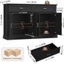 Sideboard 140cm Black Kitchen Storage Cabinet with Doors & Drawers Kitchen Buffet Cabinet with Adjustable Shelves and Raised Base, Large Sideboard for Living Room Dining Room 140x39.5x92.2cm Image 2