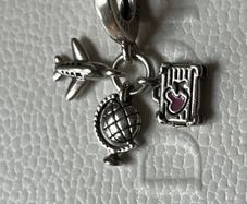 Pandora Airplane, Globe & Suitcase Dangle Charm-like new