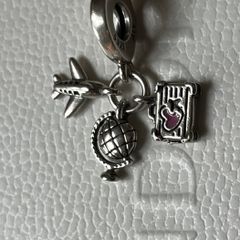 Pandora Airplane, Globe & Suitcase Dangle Charm-like new
