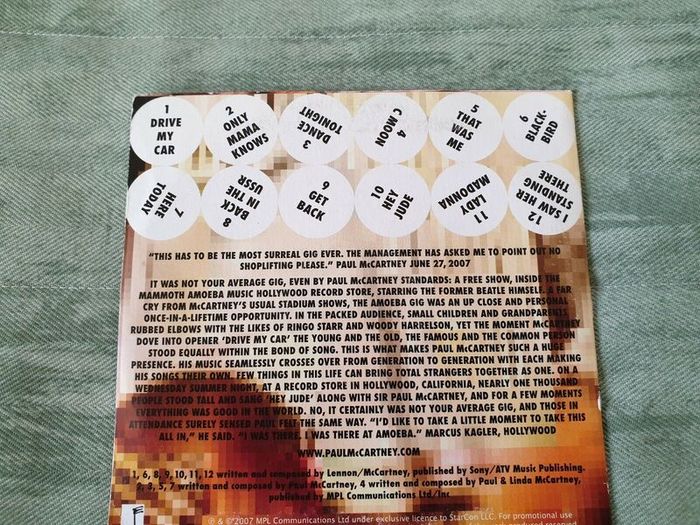 Paul McCartney Live in Los Angeles CD album