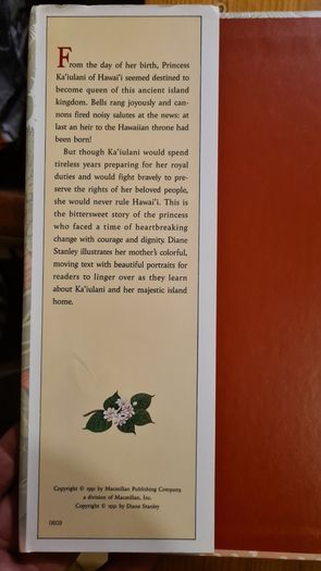 The Last Princess. The Story Of Princess Ka' I Ulani Of Hawai 'i. By Fay Stanley. Illustrated By Diane Stanley. Large Volume Hardback Book  C/w With Dustjacket In Very Good Condition.