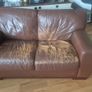 Brown leather sofa suite Image 2