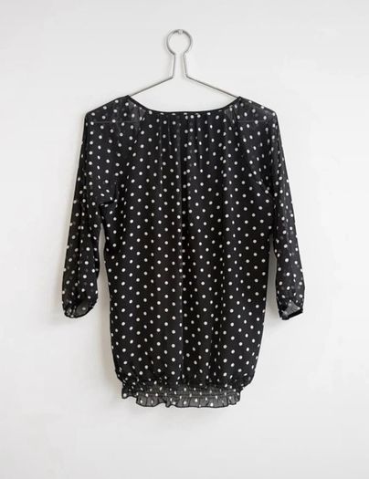 Pre Owned Paco Boutique Black Polka Dot Chiffon Blouse