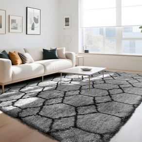 Geometric Rugs Living Room - 160x230cm Extra Large Grey Rug, Ultra Soft Fluffy Shaggy Rug for living room, Washable Anti Slip Area Rug Carpet for bedroom Decor Kid Baby Room