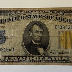 US 5 Dollar Bill - Yellow Seal WW2