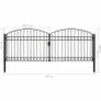 Fence Gate Double Door with Arched Top Steel 400x125 cm Black Image 3