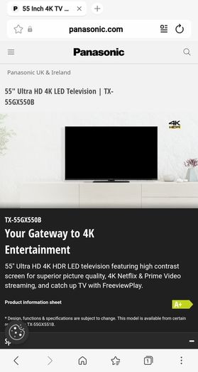 Panasonic  55" 4k TV