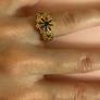 Vintage Style Emerald Stone Yellow Gold Tone Ring Image 3