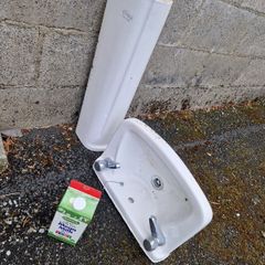 Used pedestal sink basin and column