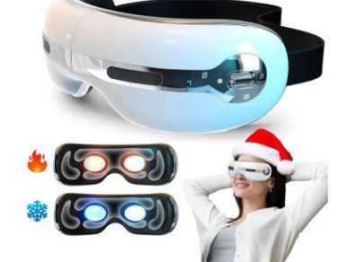 Adamson eye massager for migraine relief with Heat and Cooling for Migraines + Dry Eyes + Dark Circles | Rechargeable, Bluetooth Music + Improve Sleeping