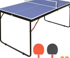 FREE EXPRESS SHIPPING Folding Ping Pong Table Game Set, Portable Indoor Outdoor Table Tennis Table with 2 Paddles, 3 Balls and Net