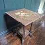 Antique Edwardian folk art handpainted fl9ral side table 2 tier Image 7