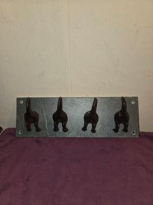 Cast Iron and Slate Dog Tail Coat Rack