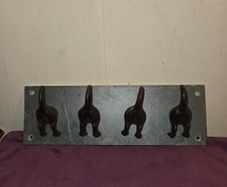 Cast Iron and Slate Dog Tail Coat Rack