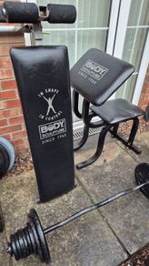 weights barbell dumbells bench