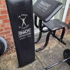 weights barbell dumbells bench