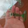 Two Pairs of Fabulous Vintage Cocktail/Liqueur/Small Wine Glasses in Clear and Green Glass, Unknown Makers, but Quality Hand Blown Glass Image 6