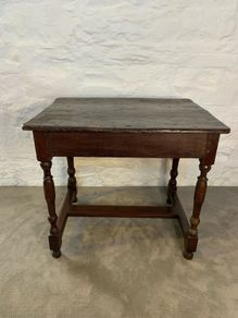 Antique, c1680 oak peg jointed Charles 11 side table.