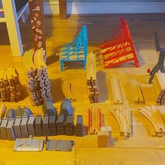 Large collection of toy train track (wood & plastic)