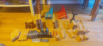 Large collection of toy train track (wood & plastic)