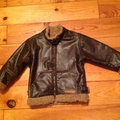 Age 5 Brown Leather Look Fleece Lined Jacket