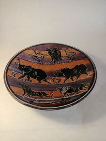 Vintage Hand Decorated Etched Soapstone Dish.