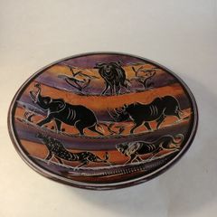 Vintage Hand Decorated Etched Soapstone Dish.