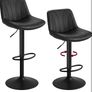 Bar Stools Set of 2, Adjustable with Backs, 360 Swivel PU Leather, Metal Footrest, for Kitchen Dining Reception, Ink Black Image 3