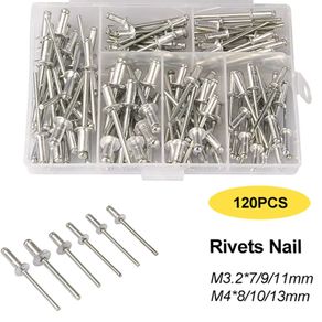 120Pcs Heavy Duty Riveter Set Pop Rivet Gun Blind Rivets Assortment Kit Hand Tools Rivet Nut Tool