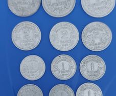 FRANCE WORLD WAR  2 set of 12  Aluminium Coins